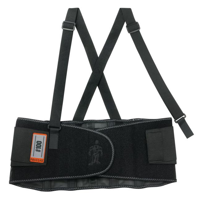 Front of spandex back support brace with no model wearing the brace