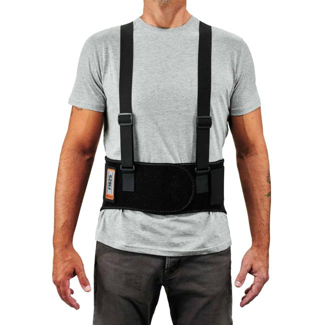 Front of elastic back support on model