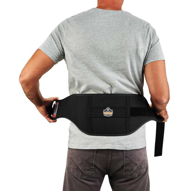 Model putting on back support