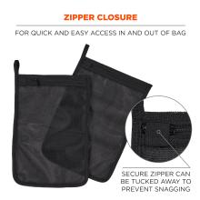 Zipper closure: for quick and easy access in and out of bag. Secure zipper can be tucked away to prevent snagging.