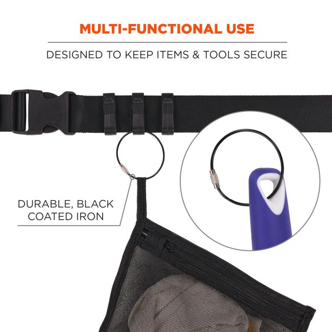 Multi-functional use: designed to keep items and tools secure. Durable, black coated iron.