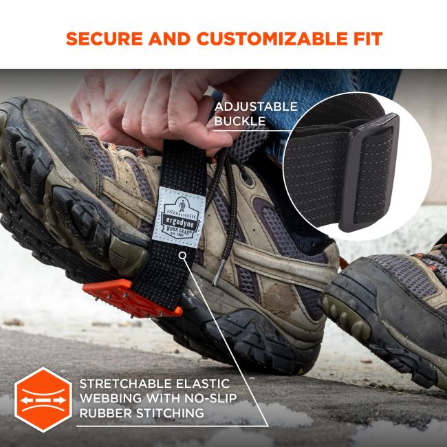 Secure and customizable fit: adjustable buckle and stretchable elastic webbing with no-slip rubber stitching