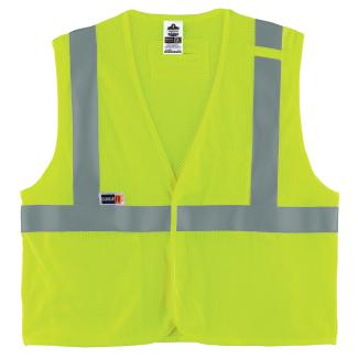 GloWear 8263FRHL Hi-Vis FR Safety Vest - Class 2, NFPA 70E, Mesh, Hook & Loop, Modacrylic