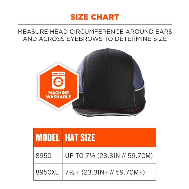Size chart: measure head circumference around ears and across eyebrows to determine size. MACHINE WASHABLE. Large and XL are one size fits most and fits hat size up to 7.5 (23 in // 60 cm). 8950XL fits hat size 8.5 (23 in+ // 60 cm+)