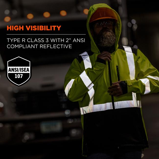 High visibility: type r class 3 with 2Ó ANSI/ISEA 107 compliant reflective