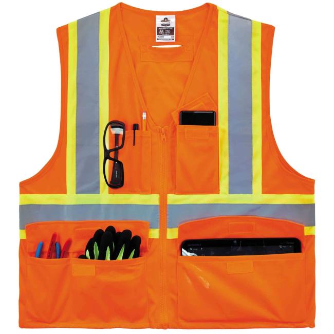 Front of vest with propped pockets