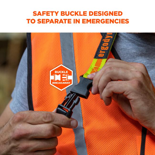 Safety buckle designed to separate in emergencies: buckle breakaway
