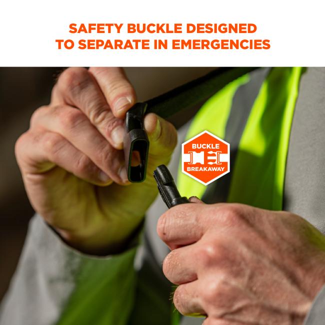 Safety buckle designed to separate in emergencies: buckle breakaway