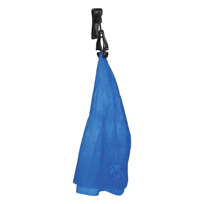 Black glove clip holder holding cooling towel