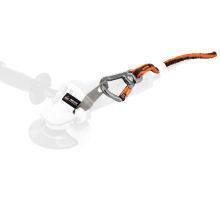 Angle grinder bracket with lanyard attachment attached to grayed out angle grinder