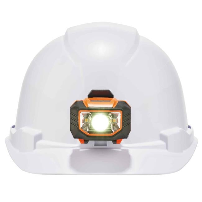 front of hard hat