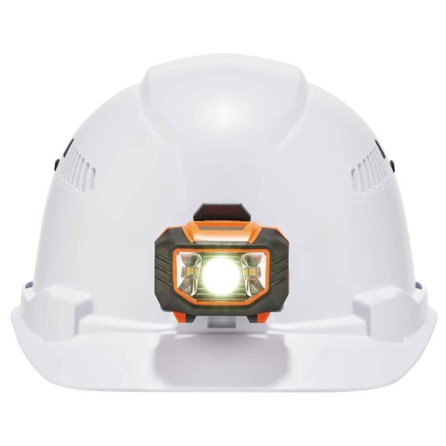front of hard hat