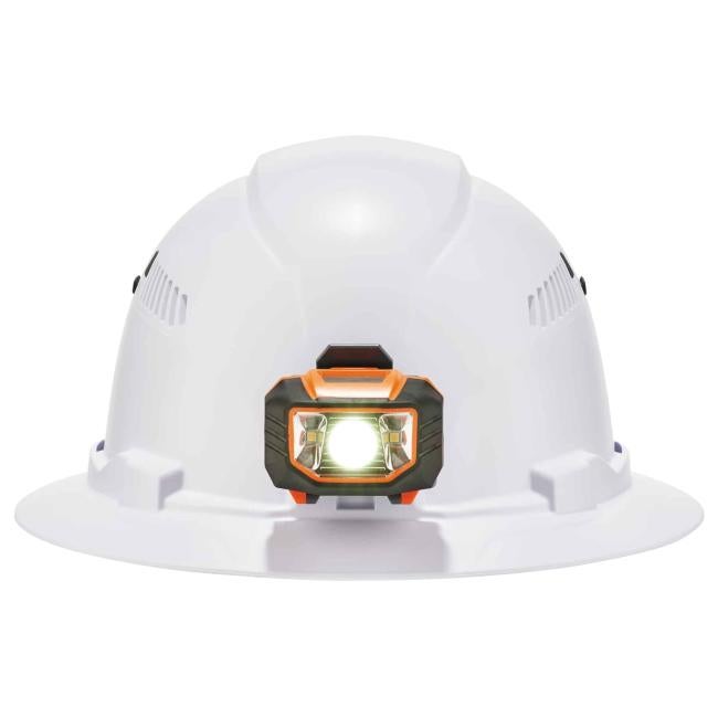 front of hard hat