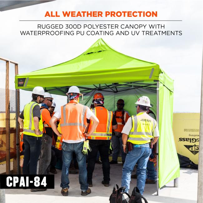 ALL WEATHER PROTECTION. Rugged 300D polyester canopy with waterproofing PU coating and UV treatments. Meets CPAI 84 requirements .
