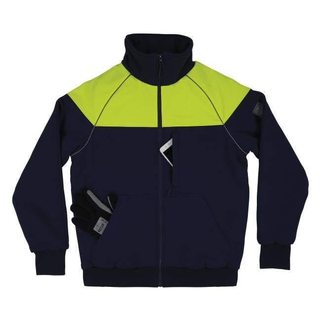 Front of propped insulated cooler jacket