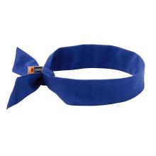 Front of blue polymer cooling headband