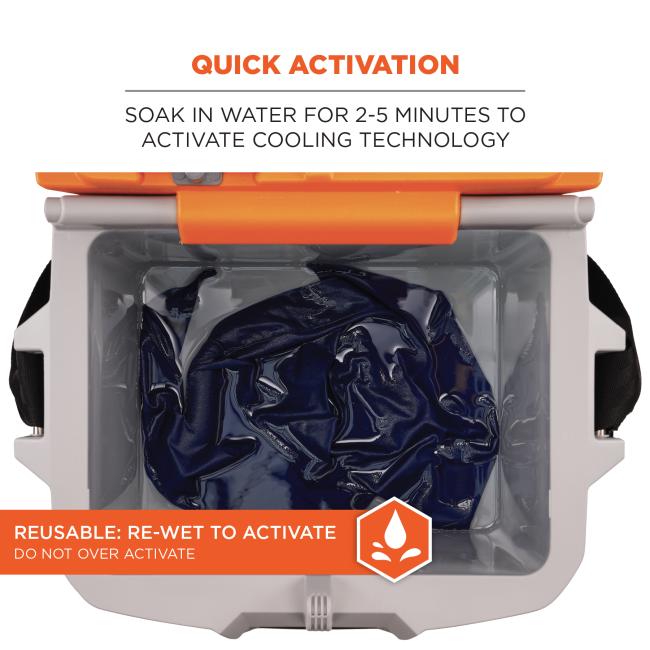 Quick activation: soak in water for 2-5 minutes to activate cooling technology. Reusable, re-wet to activate. Do not over activate