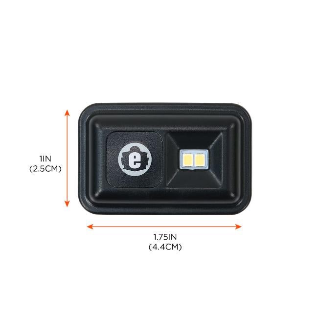 Battery is 1.75 inches or 4.4cm in length and 1 inch or 2.5cm in height