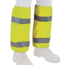Lime hi vis leg gaiters worn on legs that are shaded out