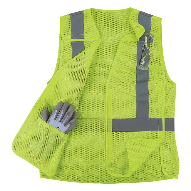Front of propped lime class 2 women's breakaway hi-vis vest
