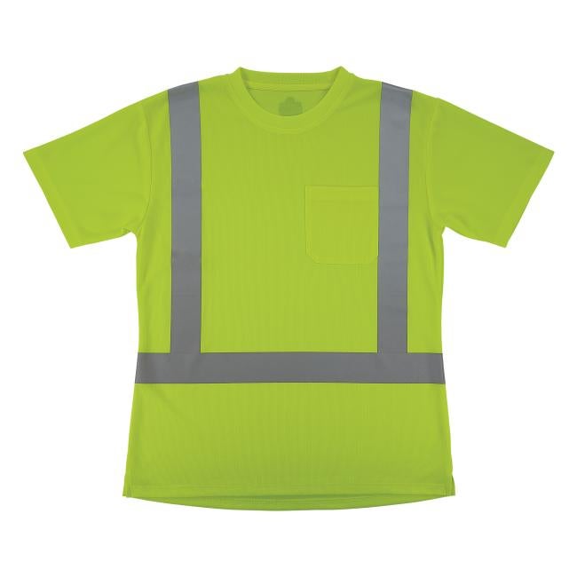 Front of lime class 2 womens hi-vis short sleeve t-shirt