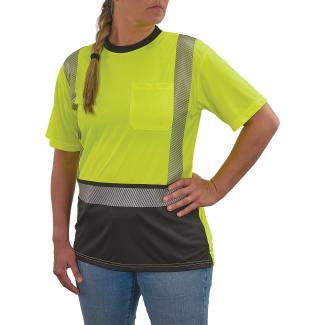 GloWear 8276BK Women’s Performance Hi-Vis T-Shirt - Type R, Class 2, Black Bottom