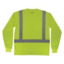 Front of class 2 essential lime hi-vis long sleeve t-shirt