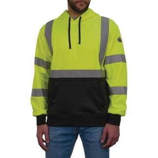 GloWear 8311BK Essential Hi-Vis Hooded Sweatshirt - Type R, Class 3, Black Bottom