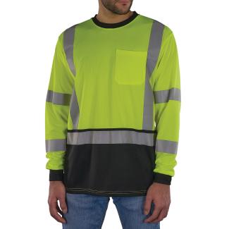 GloWear 8369BK Essential Hi-Vis Long Sleeve T-Shirt - Type R, Class 3, Black Bottom