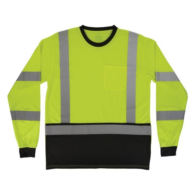 Front of class 3 essential lime hi-vis long-sleeve t-shirt
