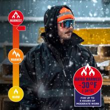 Jacket is rated warmest to -30 degrees fahrenheit or -34 degrees celsius