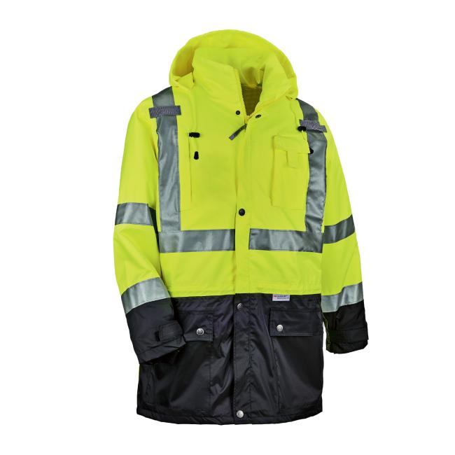 Front of lime hi vis jacket