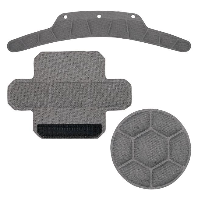 Front view of type 2 safety helmet top pad, chin pad and suspension sweatband padding