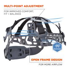 Multi-point adjustment: for improved comfort, fit and balance. Open frame design: for more airflow. Breathable.