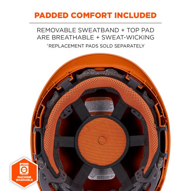 Padded comfort included: removable brushed polyester sweatband and top pad are breathable. Replacement pads sold separately. Machine washable