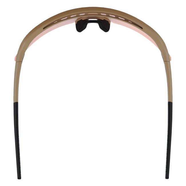Overhead view of matte desert frame bronze lens high contrast safety glasses