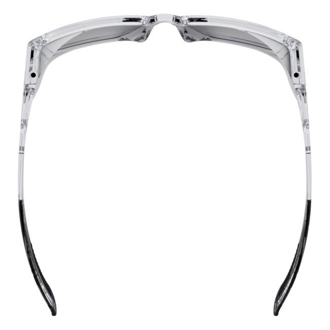 Overhead view of clear sixten safety glasses