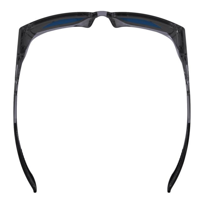 Overhead view of smoke blue mirror lens sixten safety glasses
