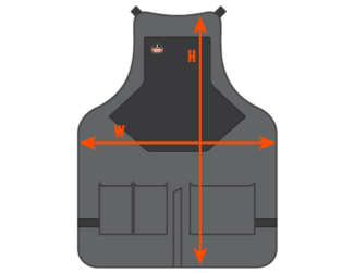Measure length around your waist. Width and height dimensions are for apron. 