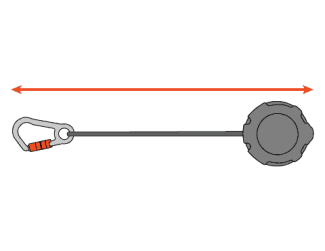 Arrow measures total length of lanyard